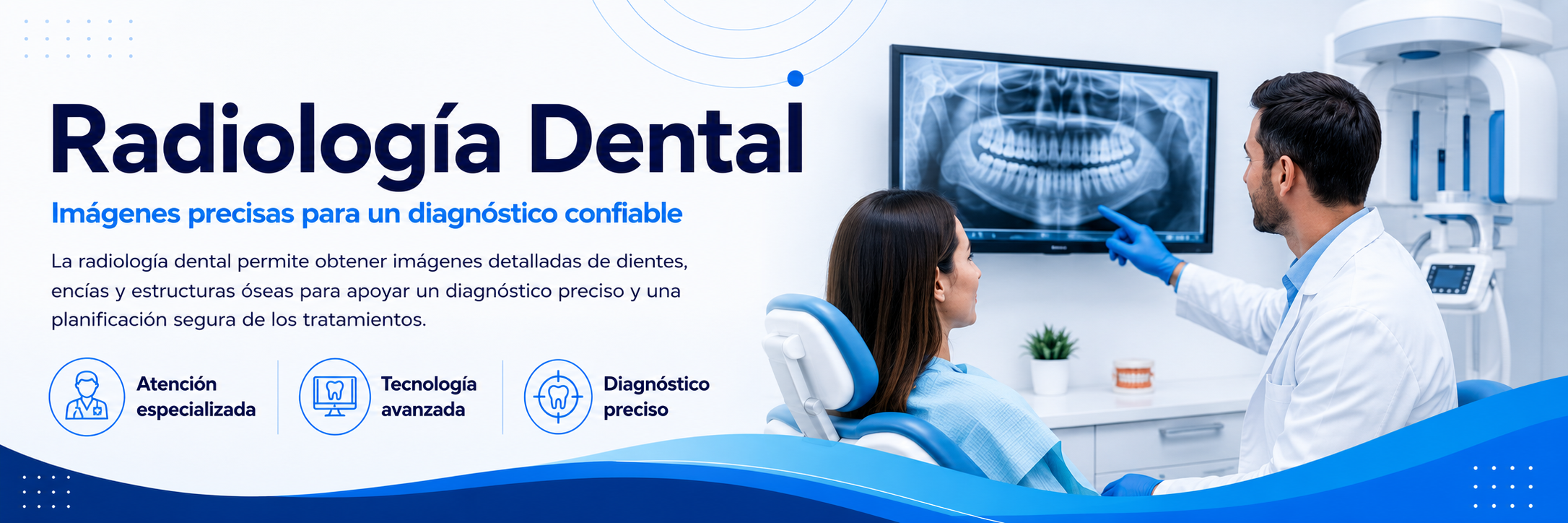 Paciente durante un examen de radiología panorámica dental