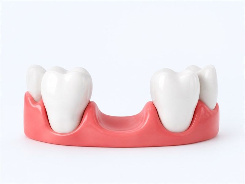 Modelo dental con la ausencia de una pieza