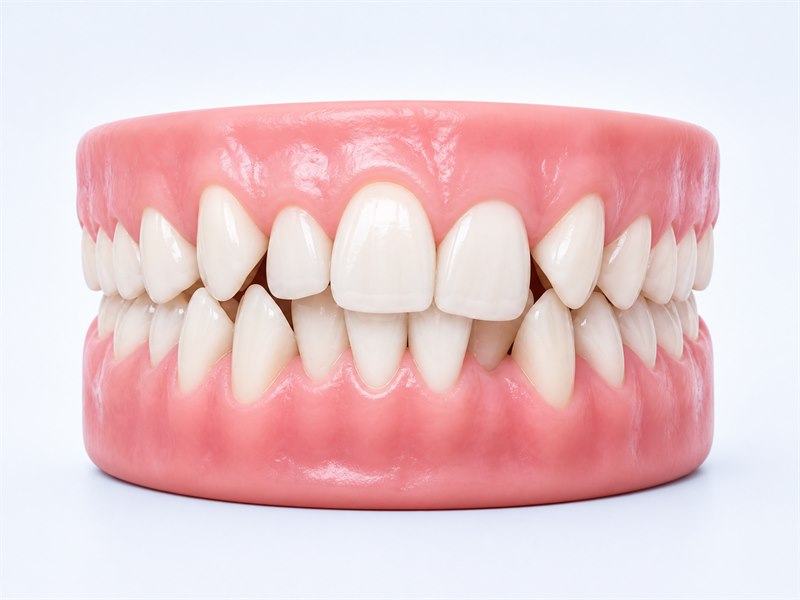 Modelo dental con dientes apiñados