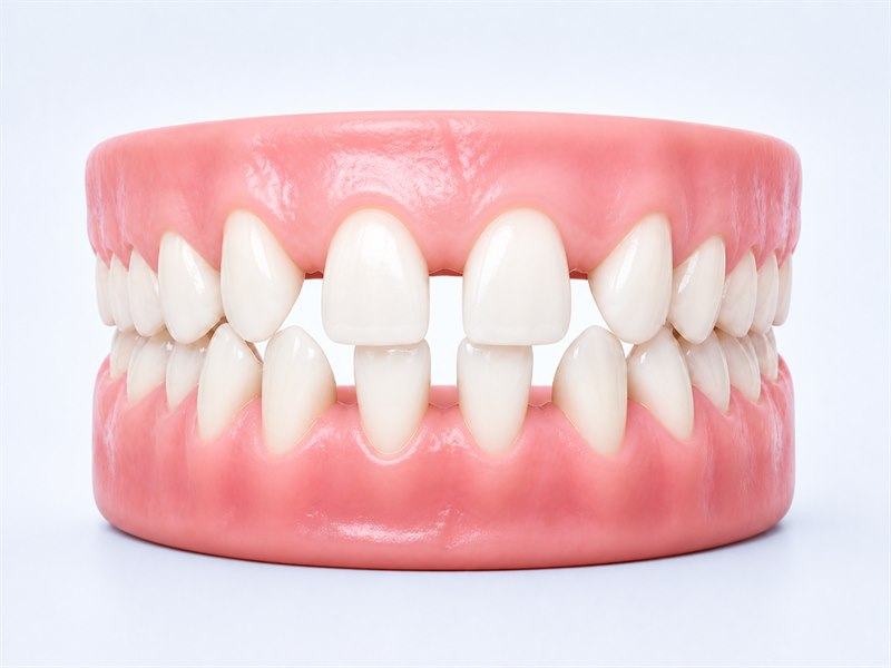 Modelo dental con espacios entre los dientes