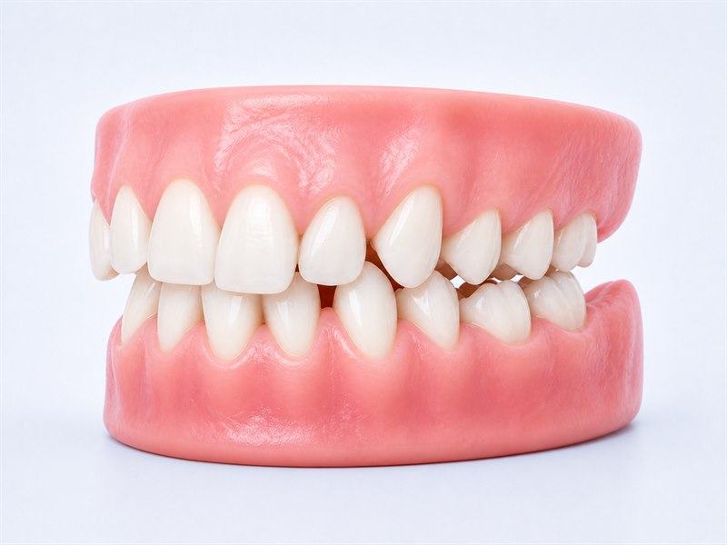 Modelo dental con mordida desalineada