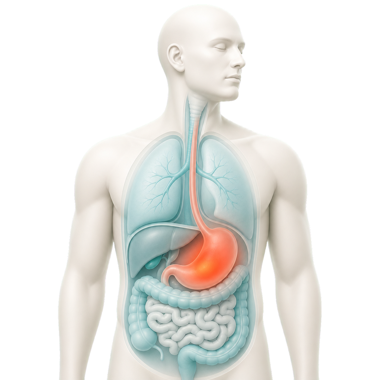 Dolor o ardor localizado en la parte alta del abdomen