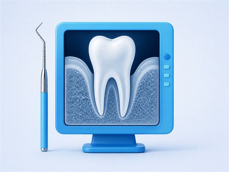 Medición periodontal y radiografía dental