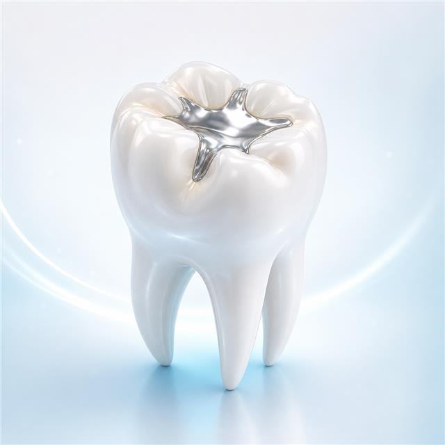 Obturación dental en un molar