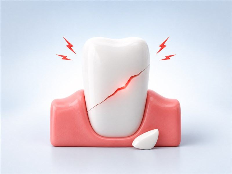 Diente fracturado con fragmento dental